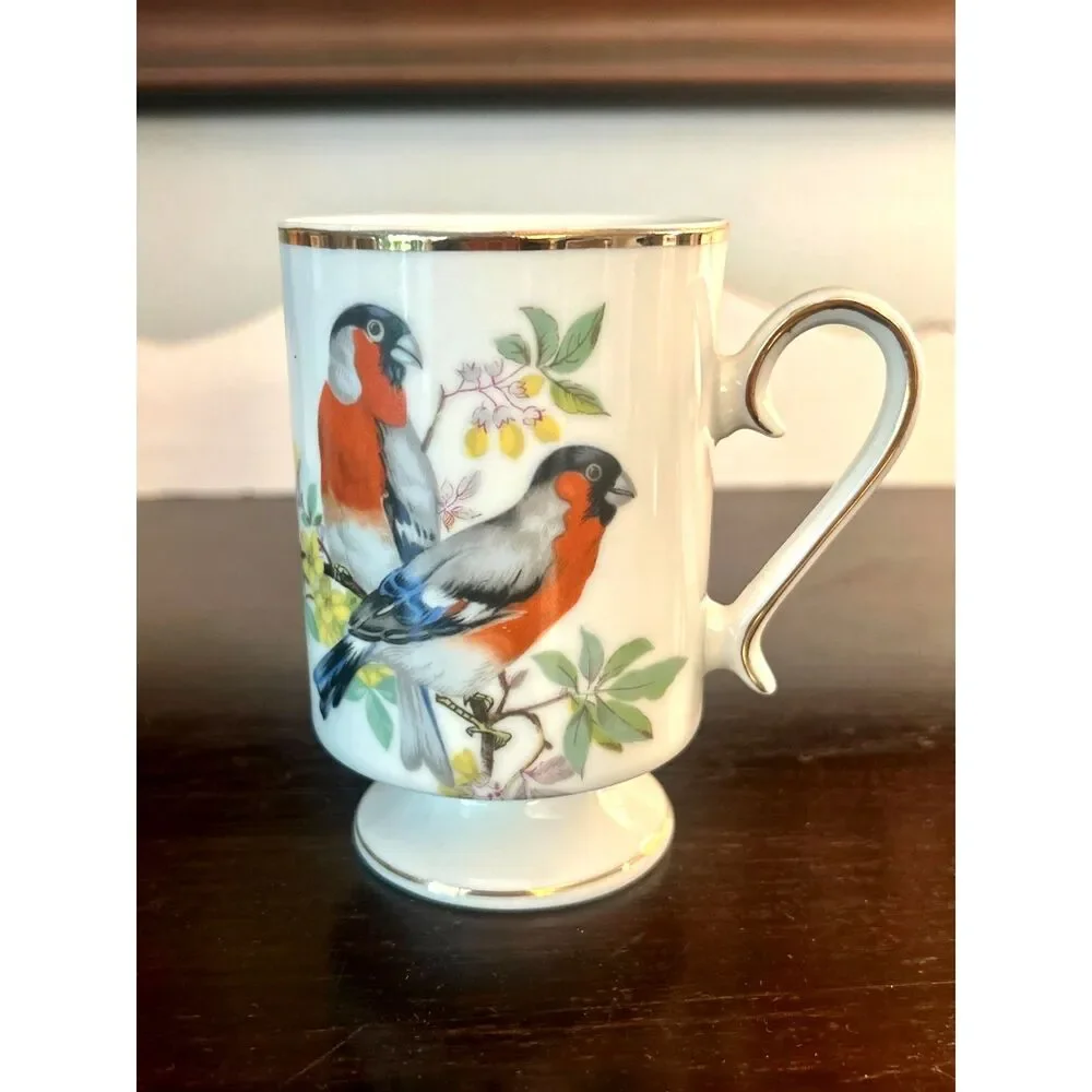 Set of 3 Royal Crown  Footed Bird Mugs | Vintage Cottagecore Cups - Picture 3 of 7